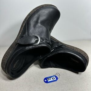 Aetrex Women's  10 US Libby Comfort Clog Black Leather Slip On Arch Support